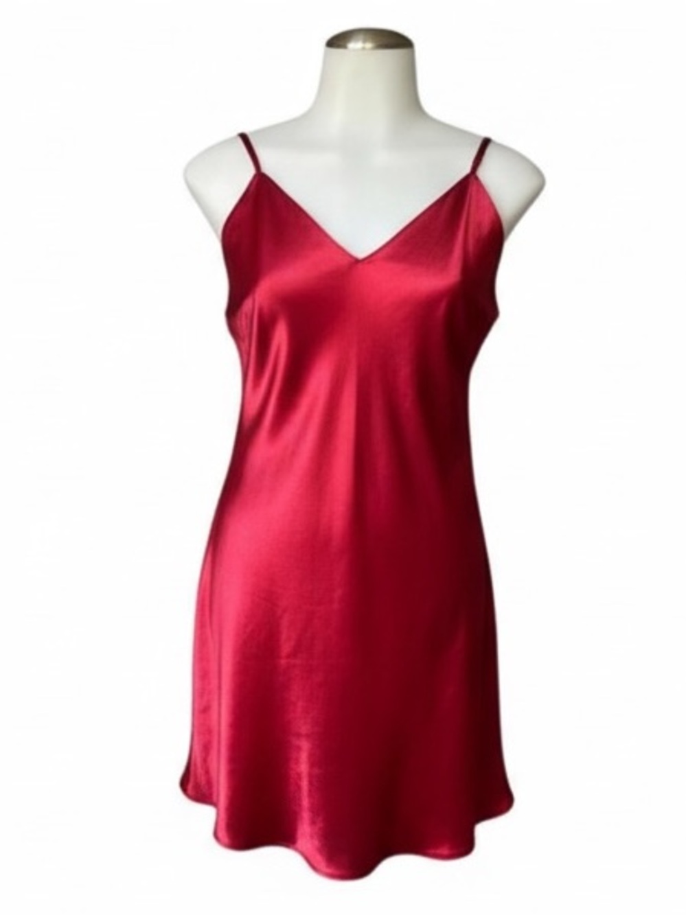 NWT Vintage  1996 Victoria's Secret 100% Silk Red Chemise Slip Large